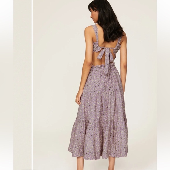 Sea New York Ida Apron Dress Lilac Floral Midi - Picture 3 of 14